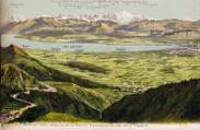 ouvrir dans la visionneuse : Légende inscrite sur la carte postale : Genève, Gex, Divonne et la savoie, panorama du col de la Faucille