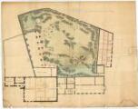 1 vue Plan des bâtiments et du jardin avant la reconstruction. 4 N 157
